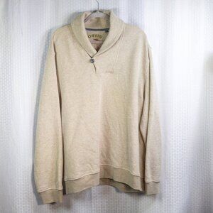 Orvis Size XXL tan marled one-button roll neck long sleeve jersey/sweatshirt